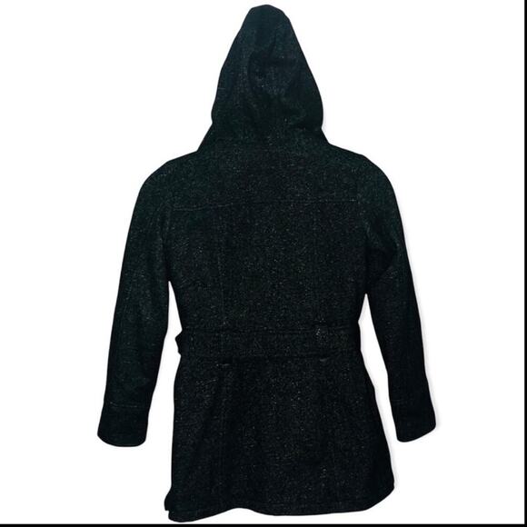 Jones New York Belted Pea Coat Jacket Size Small Charcoal Fabric Coat with Hood - Picture 6 of 16